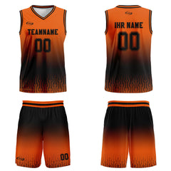 Benutzerdefinierter Orange Schwarz Farbverlauf Basketball Jersey Uniform Anzug gedruckt Ihr Logo Name Nummer