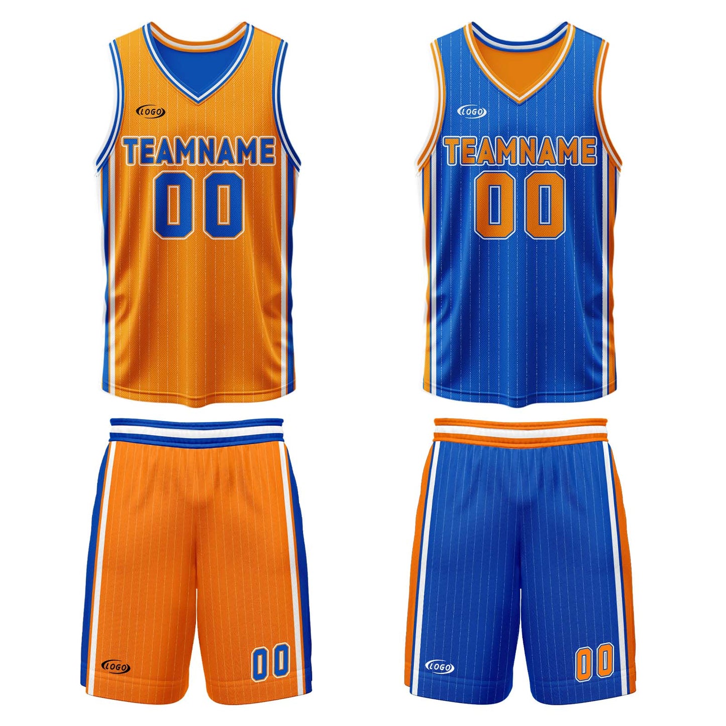 Benutzerdefinierte Orange Blau Reversible Basketball Jersey Personalisierte Drucken Name Nummer Logo