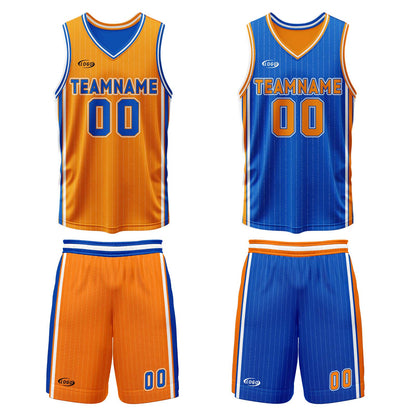 Benutzerdefinierte Orange Blau Reversible Basketball Jersey Personalisierte Drucken Name Nummer Logo
