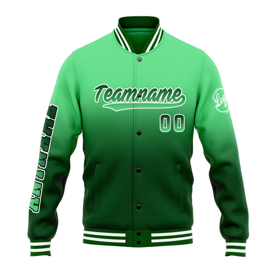 Benutzerdefinierte Verlauf Varsity-Jacke. Letterman-Jacke Grün