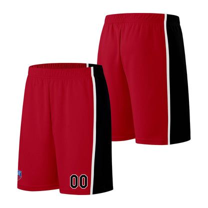 Individuelle Basketball-Jersey-Shorts für Männer und Frauen. Gestickter und gedruckter Name, Nummer und Logo Rot