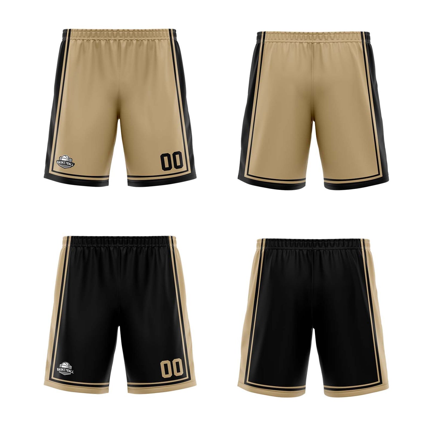 Benutzerdefinierte Gold Schwarz Reversible Basketball Jersey Personalisierte Print Name Nummer Logo