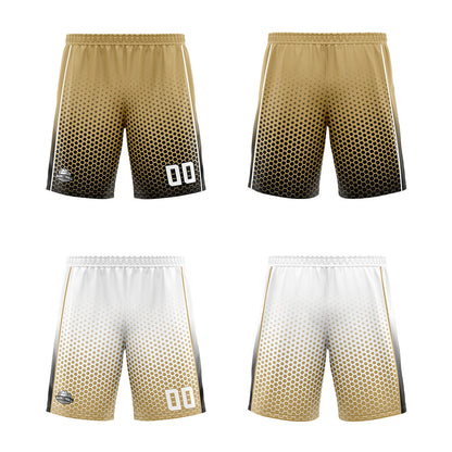 Benutzerdefinierte Altes Gold Schwarz Weiß Reversible Basketball Jersey Personalisierte Print Name Nummer Logo