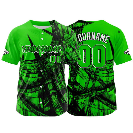 Benutzerdefinierte Baseball Jersey Personalisierte Baseball Shirt genäht und Druck Grün