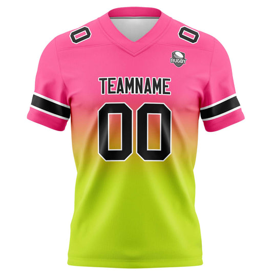 Benutzerdefinierte Rosa & Chartreuse Gradient Fußball Trikots Personalisierter Name Nummer Logo