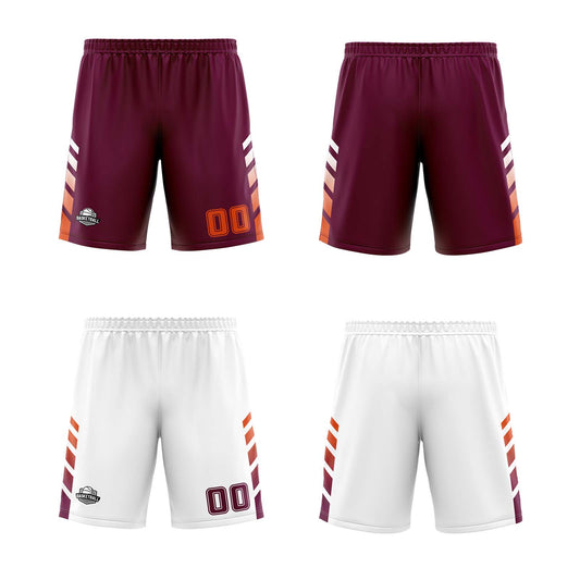 Benutzerdefinierte Burgund Weiß Orange Reversible Basketball Jersey Personalisierte Print Name Nummer Logo