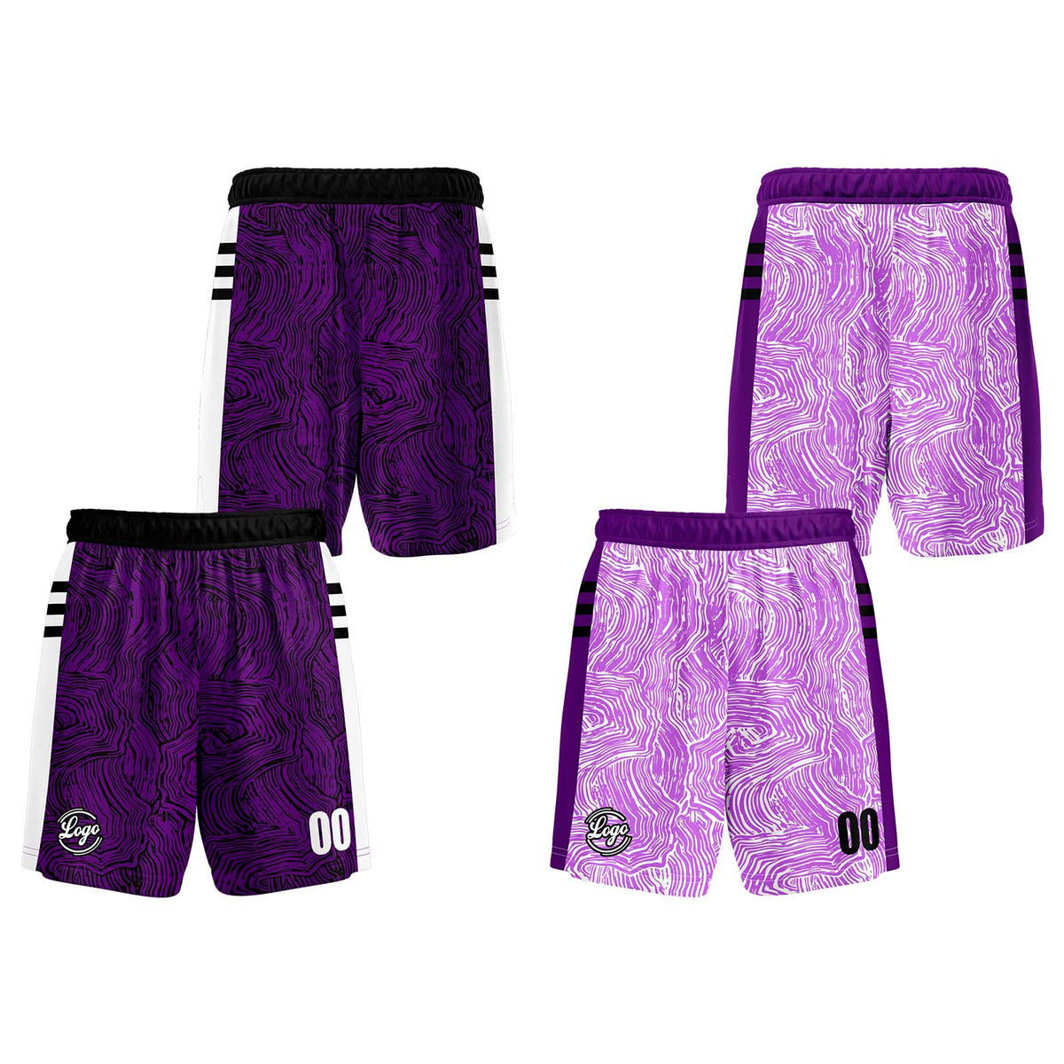 Benutzerdefinierte Schwarz Lila Reversible Basketball Jersey Personalisierte Print Name Nummer Logo