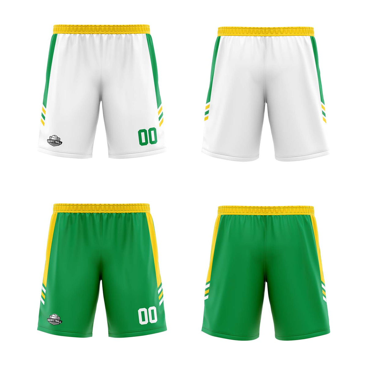 Benutzerdefinierte Gelb Grün Reversible Basketball Jersey Personalisierte Print Name Nummer Logo