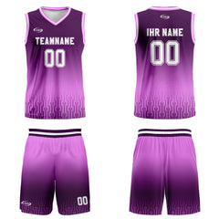 Benutzerdefinierter Lila Helllila Farbverlauf Basketball Jersey Uniform Anzug gedruckt Ihr Logo Name Nummer