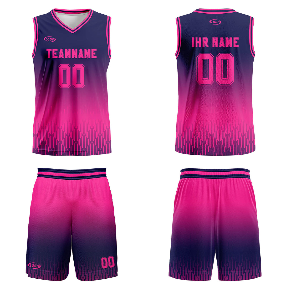 Benutzerdefinierter Blau Mary Rot Farbverlauf Basketball Jersey Uniform Anzug gedruckt Ihr Logo Name Nummer
