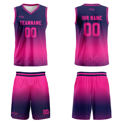 Benutzerdefinierter Blau Mary Rot Farbverlauf Basketball Jersey Uniform Anzug gedruckt Ihr Logo Name Nummer