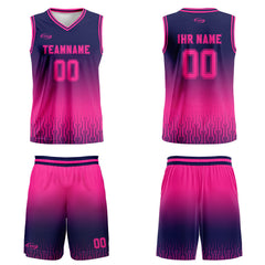Benutzerdefinierter Blau Mary Rot Farbverlauf Basketball Jersey Uniform Anzug gedruckt Ihr Logo Name Nummer