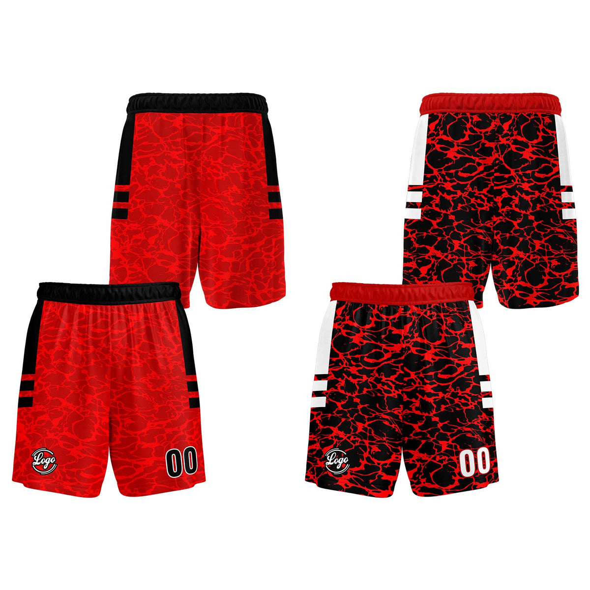 Benutzerdefinierte Rot Reversible Basketball Jersey Personalisierte Print Name Nummer Logo