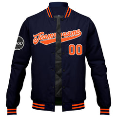 Benutzerdefinierte Verlauf Varsity-Jacke. Letterman-Jacke Marine Orange