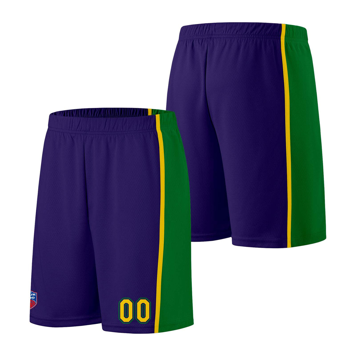 Individuelle Basketball-Jersey-Shorts für Männer und Frauen. Gestickter und gedruckter Name, Nummer und Logo Lila