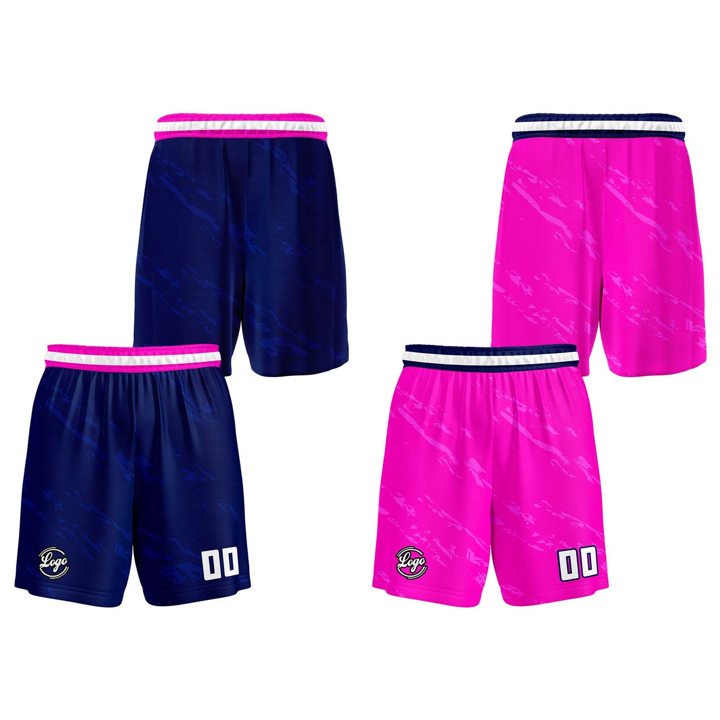 Benutzerdefinierte Marine Rosa Reversible Basketball Jersey Personalisierte Print Name Nummer Logo