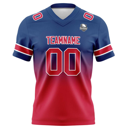 Benutzerdefinierte Marineblau & Rot Gradient Fußball Trikots Personalisierter Name Nummer Logo