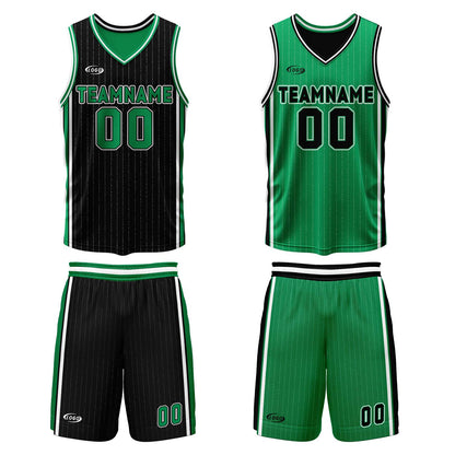 Benutzerdefinierte Schwarz Grün Reversible Basketball Jersey Personalisierte Drucken Name Nummer Logo