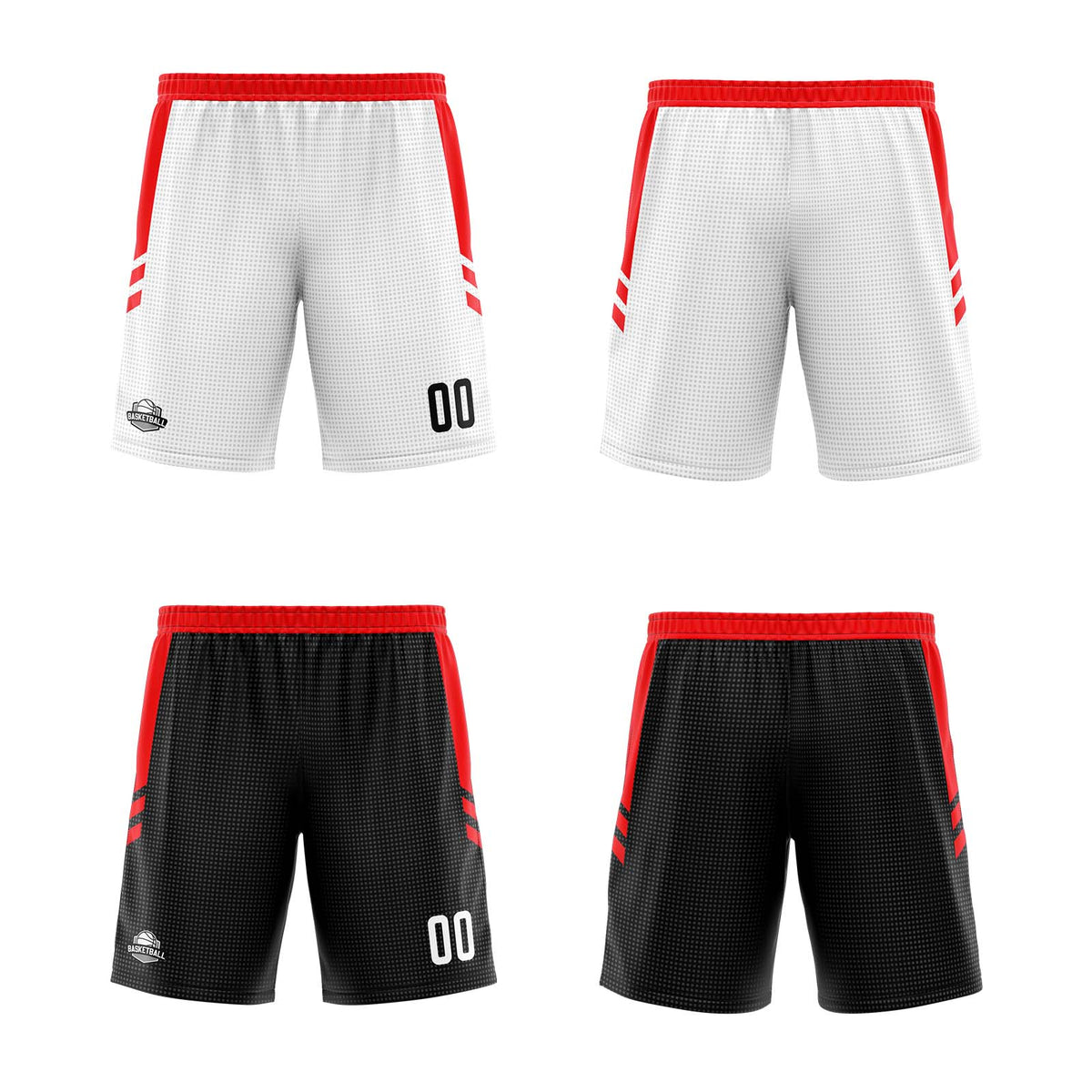 Benutzerdefinierte Weiß Rot Reversible Basketball Jersey Personalisierte Print Name Nummer Logo