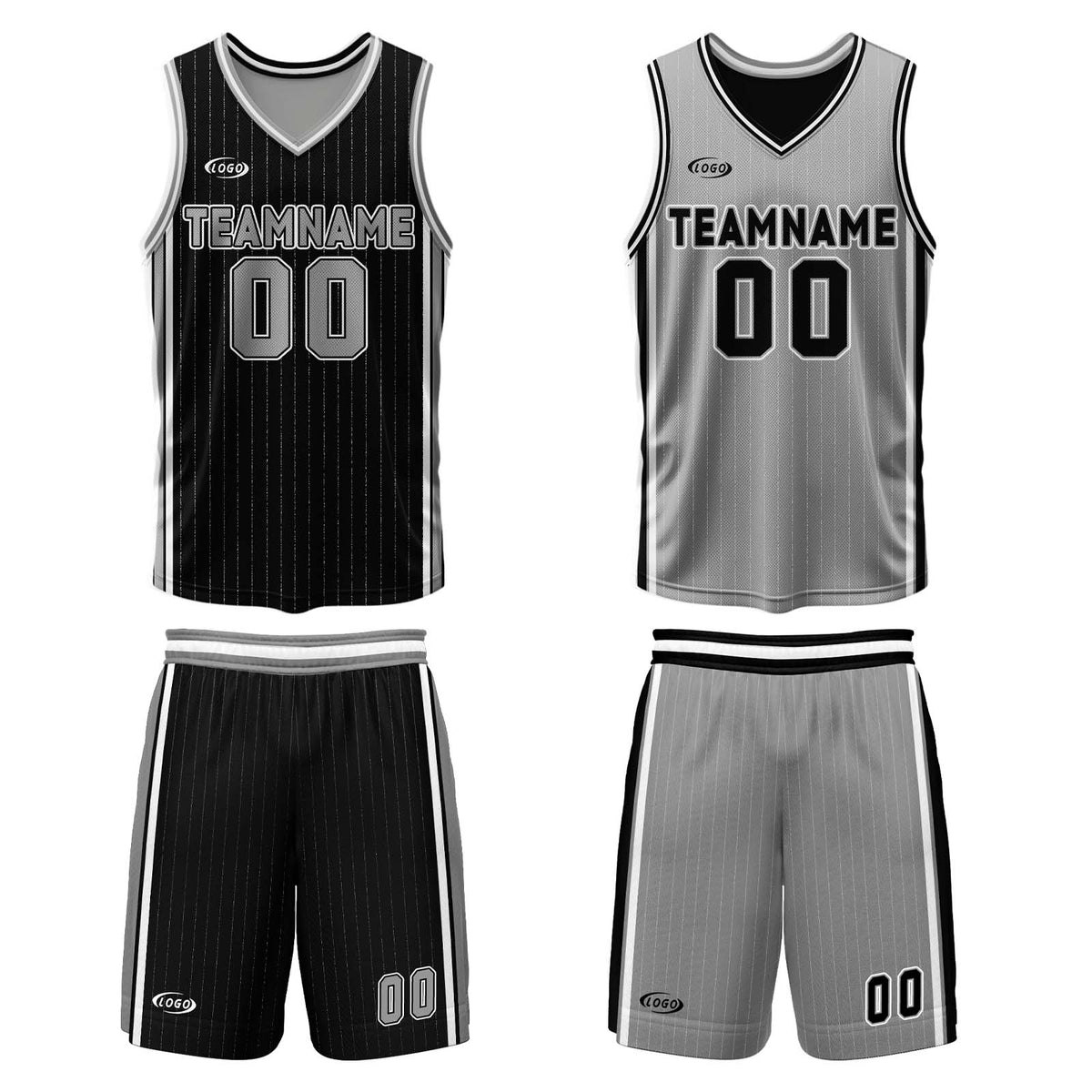 Benutzerdefinierte Schwarz Grau Reversible Basketball Jersey Personalisierte Drucken Name Nummer Logo