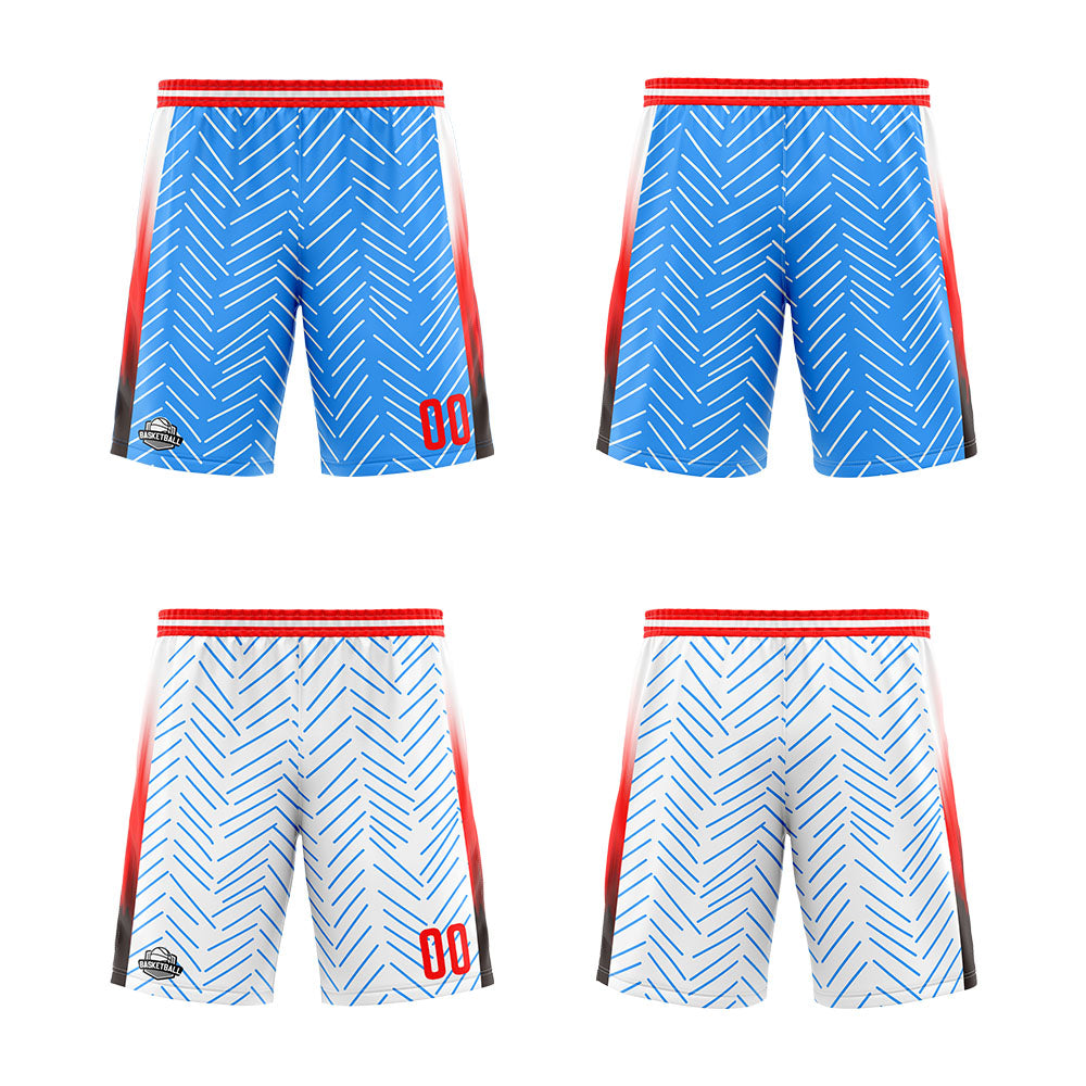Benutzerdefinierte Reversible Basketball Jersey Personalisierte Print Name Nummer Logo Chevron-Hellblau&Weiß