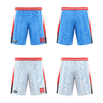 Benutzerdefinierte Reversible Basketball Jersey Personalisierte Print Name Nummer Logo Chevron-Hellblau&Weiß
