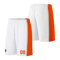 Individuelle Basketball-Jersey-Shorts für Männer und Frauen. Gestickter und gedruckter Name, Nummer und Logo Weiß