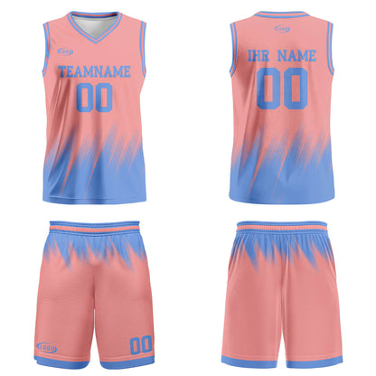 Benutzerdefinierter Pink Blau Basketball Jersey Uniform Anzug gedruckt Ihr Logo Name Nummer