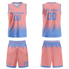 Benutzerdefinierter Pink Blau Basketball Jersey Uniform Anzug gedruckt Ihr Logo Name Nummer