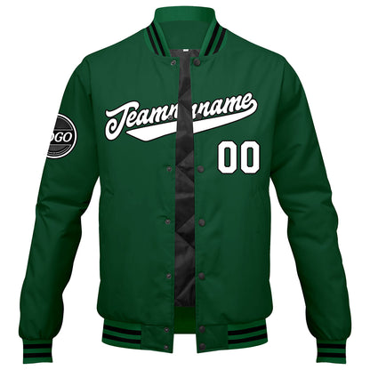 Benutzerdefinierte Verlauf Varsity-Jacke. Letterman-Jacke Grün Schwarz Weiß