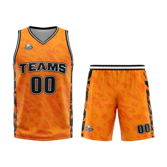 Benutzerdefinierter Orange Basketball Jersey Uniform Anzug gedruckt Ihr Logo Name Nummer