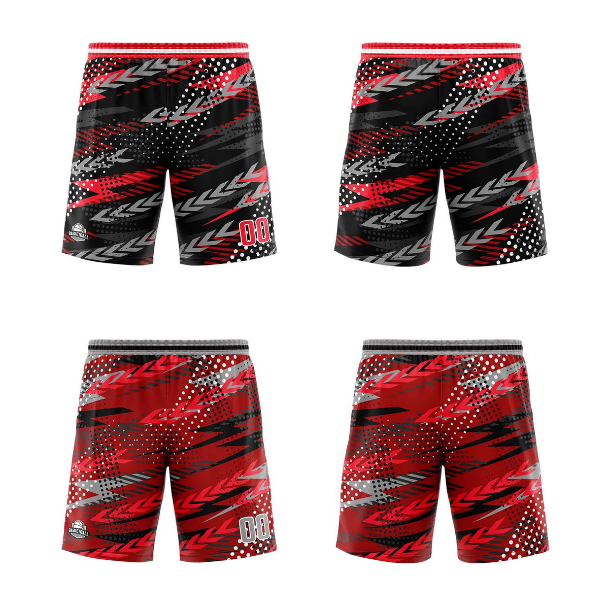 Benutzerdefinierte Schwarz Rot Grau Reversible Basketball Jersey Personalisierte Print Name Nummer Logo