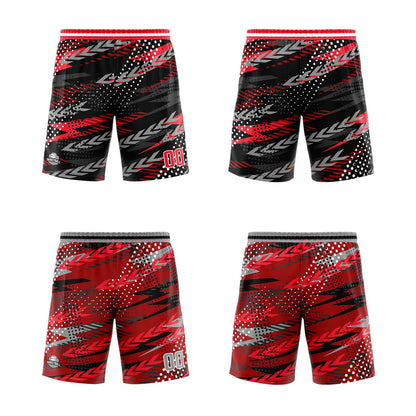 Benutzerdefinierte Schwarz Rot Grau Reversible Basketball Jersey Personalisierte Print Name Nummer Logo