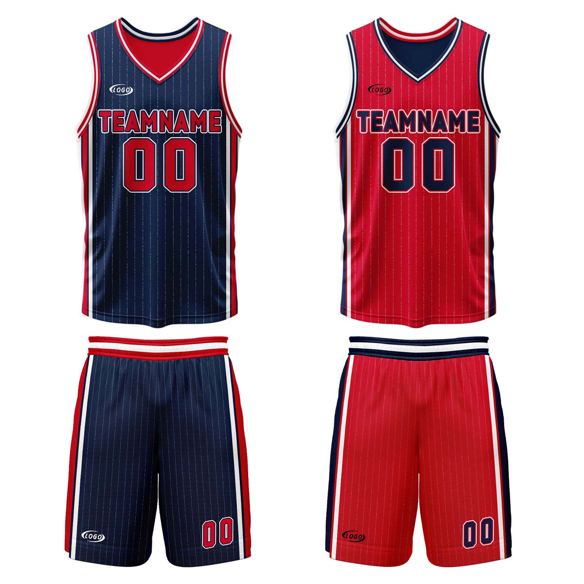 Benutzerdefinierte Marine Rot Reversible Basketball Jersey Personalisierte Drucken Name Nummer Logo