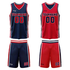 Benutzerdefinierte Marine Rot Reversible Basketball Jersey Personalisierte Drucken Name Nummer Logo
