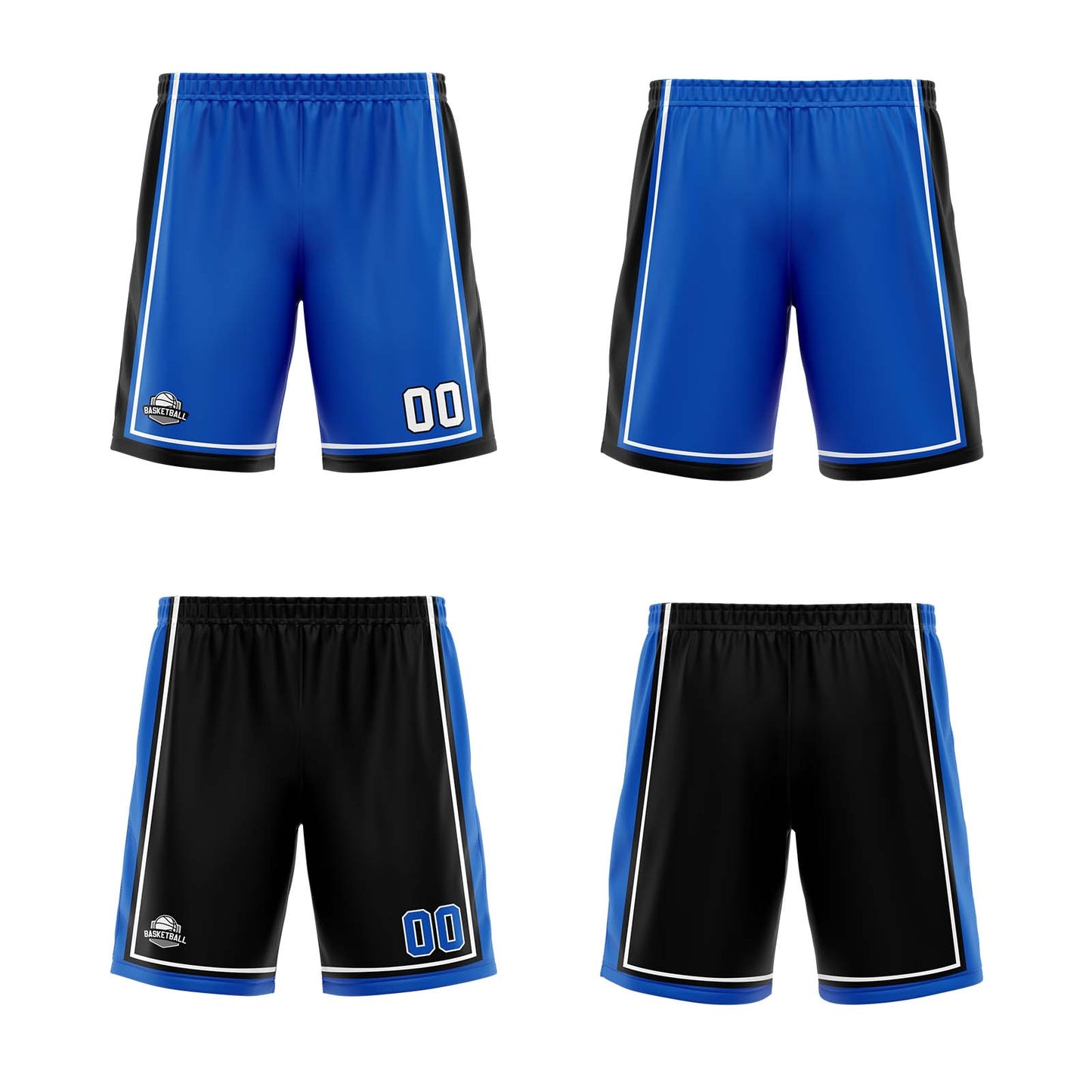Benutzerdefinierte Royal Schwarz Reversible Basketball Jersey Personalisierte Print Name Nummer Logo