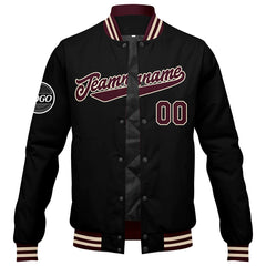 Benutzerdefinierte Verlauf Varsity-Jacke. Letterman-Jacke Marronmaroon Schwarz