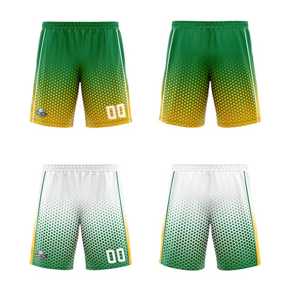 Benutzerdefinierte Grün Gelb Weiß Reversible Basketball Jersey Personalisierte Print Name Nummer Logo