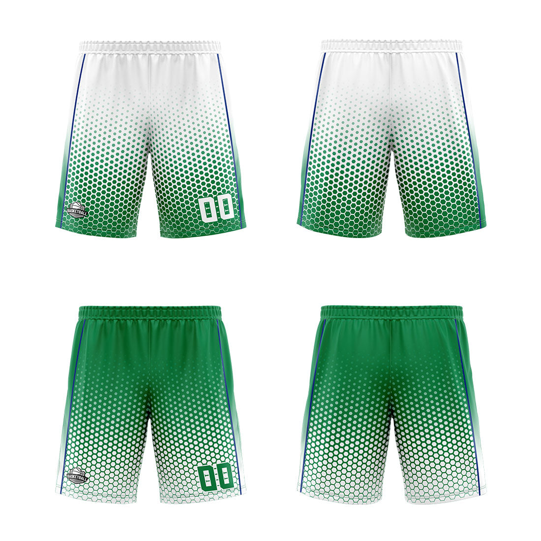 Benutzerdefinierte Weiß Grün Blau Reversible Basketball Jersey Personalisierte Print Name Nummer Logo