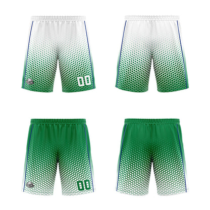 Benutzerdefinierte Weiß Grün Blau Reversible Basketball Jersey Personalisierte Print Name Nummer Logo