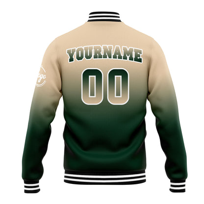 Benutzerdefinierte Verlauf Varsity-Jacke. Letterman-Jacke Khaki Dunkelgrün