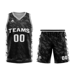 Benutzerdefinierter Schwarz Grau Basketball Jersey Uniform Anzug gedruckt Ihr Logo Name Nummer