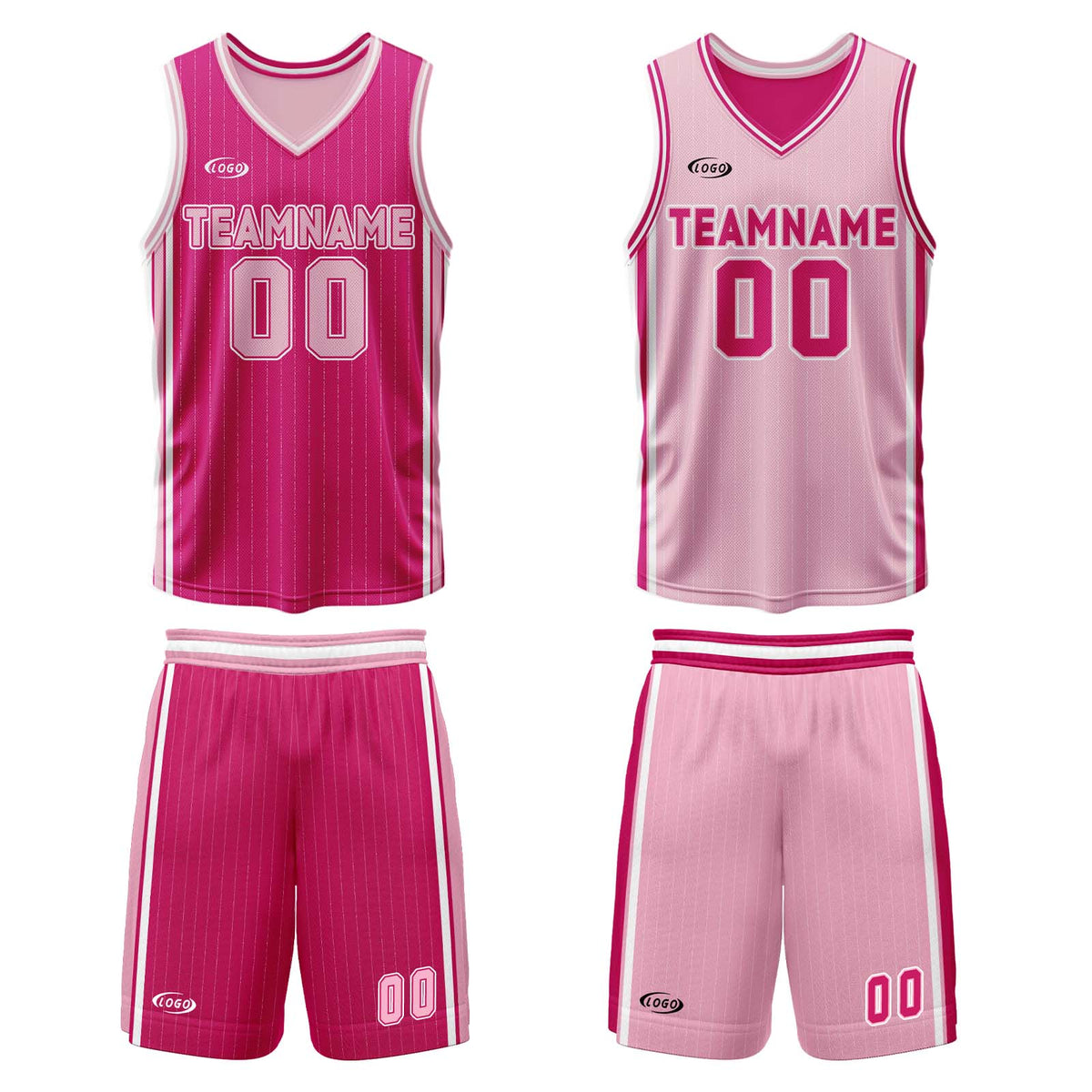 Benutzerdefinierte Rosa Rot Pink Reversible Basketball Jersey Personalisierte Drucken Name Nummer Logo