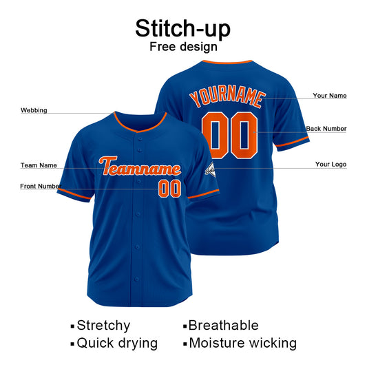 Benutzerdefinierte Authentisch Baseball-Trikot  Royal-Orange