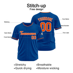 Benutzerdefinierte Authentisch Baseball-Trikot  Royal-Orange