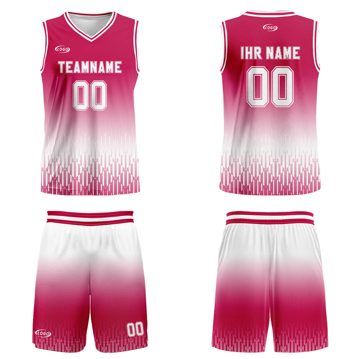 Benutzerdefinierter Rot Weiß Farbverlauf Basketball Jersey Uniform Anzug gedruckt Ihr Logo Name Nummer