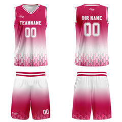 Benutzerdefinierter Rot Weiß Farbverlauf Basketball Jersey Uniform Anzug gedruckt Ihr Logo Name Nummer