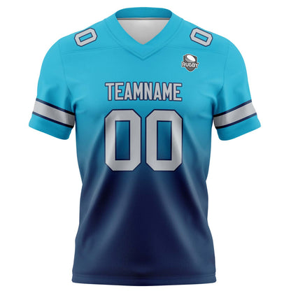Benutzerdefinierte Gradient Fußball Trikots Personalisierte Name Nummer Logo Aqua&Dark Blau