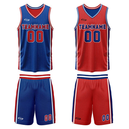 Benutzerdefinierte Blau Rot Reversible Basketball Jersey Personalisierte Drucken Name Nummer Logo