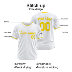 Benutzerdefinierte Authentisch Baseball-Trikot Weiß Gelb
